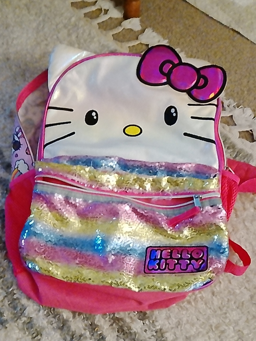 Hello Kitty Pink & Rainbow Sequin Kids Backpack